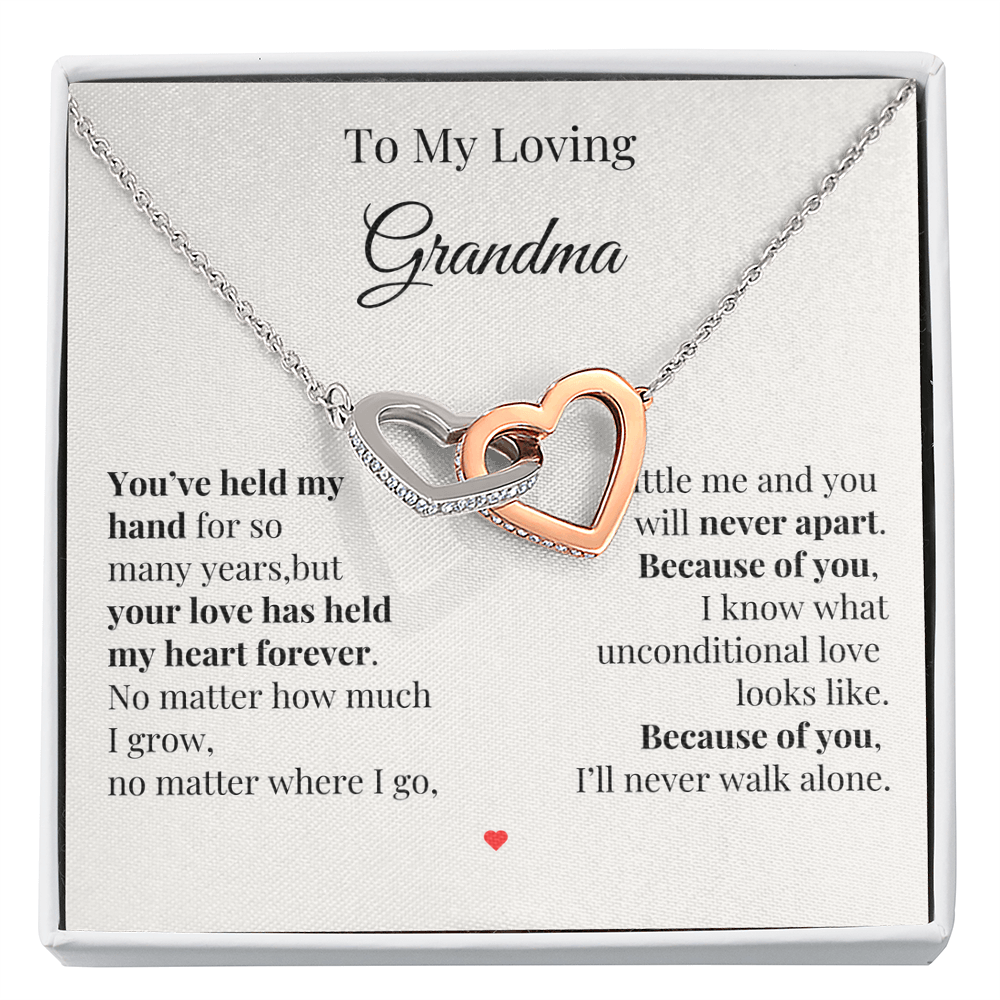To My Loving Grandma – Two Hearts Necklace with Heartfelt Message Card