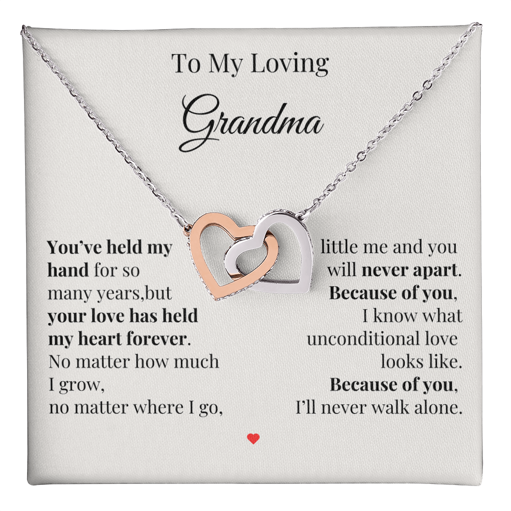 To My Loving Grandma – Two Hearts Necklace with Heartfelt Message Card