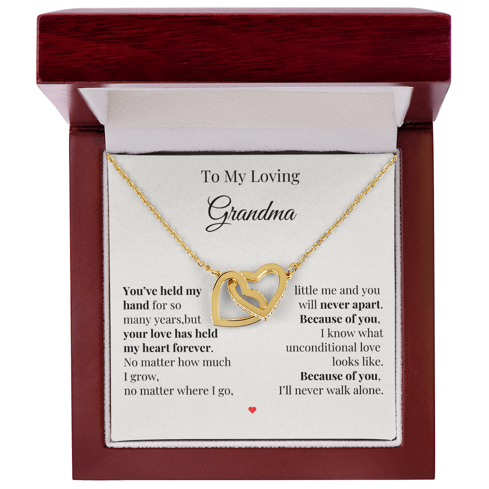 To My Loving Grandma – Two Hearts Necklace with Heartfelt Message Card