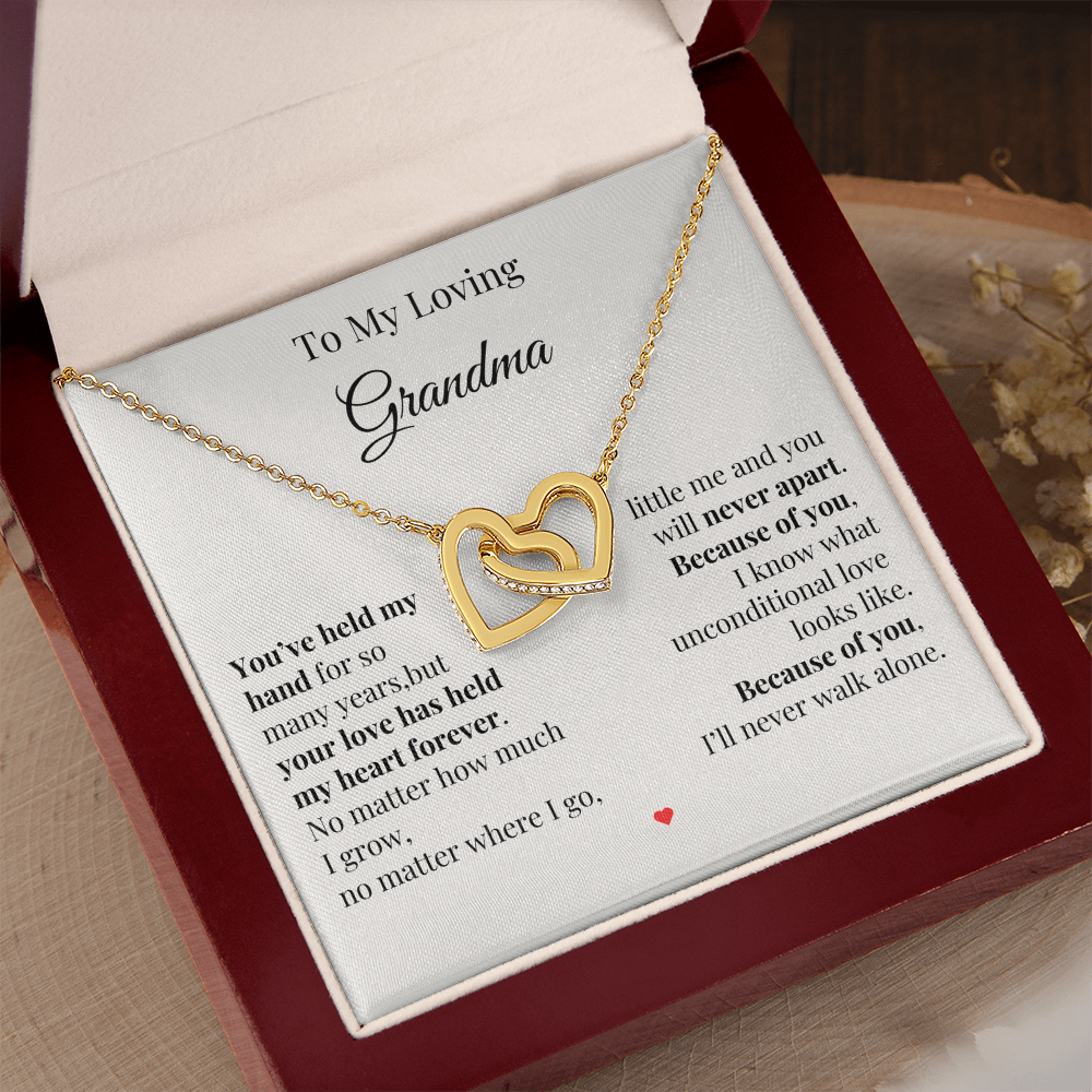 To My Loving Grandma – Two Hearts Necklace with Heartfelt Message Card