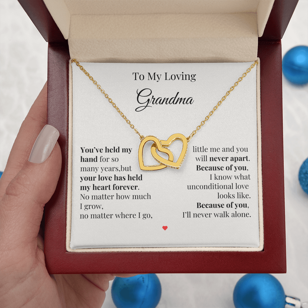 To My Loving Grandma – Two Hearts Necklace with Heartfelt Message Card