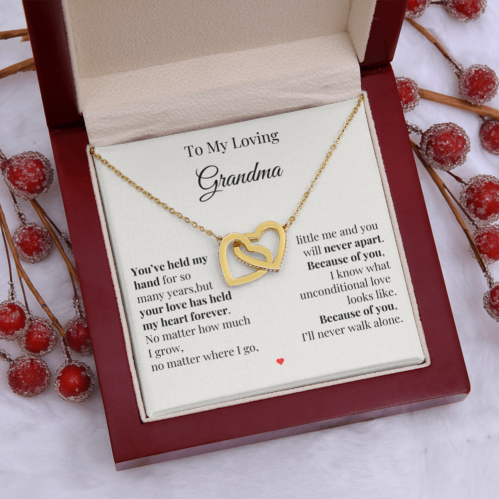 To My Loving Grandma – Two Hearts Necklace with Heartfelt Message Card