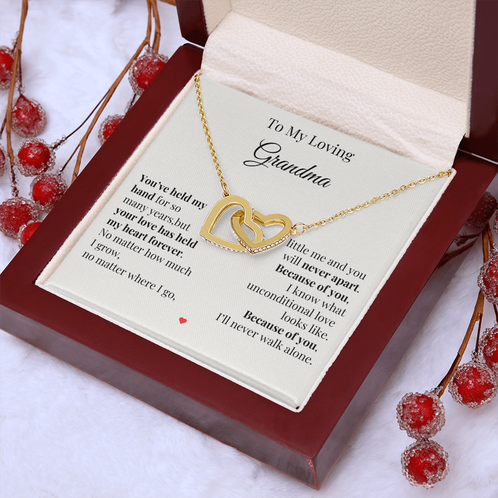 To My Loving Grandma – Two Hearts Necklace with Heartfelt Message Card