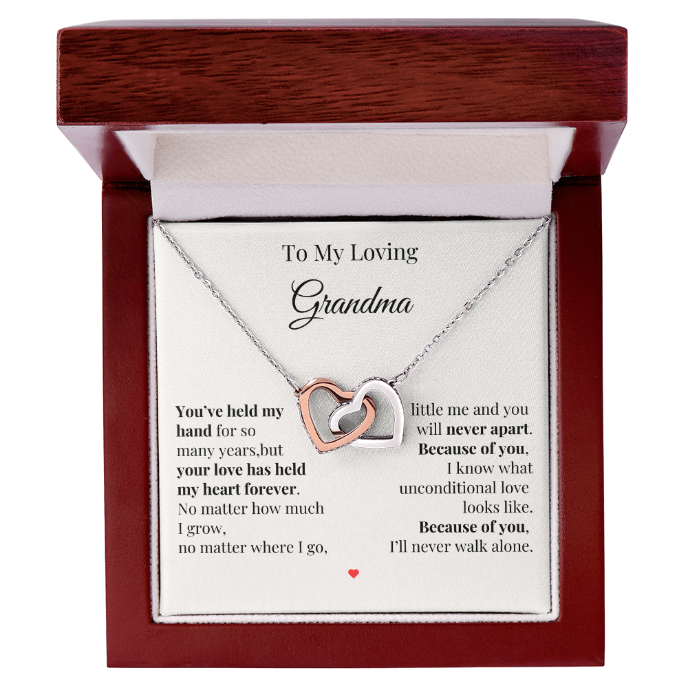 To My Loving Grandma – Two Hearts Necklace with Heartfelt Message Card
