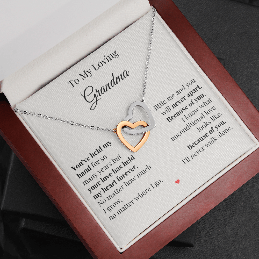 To My Loving Grandma – Two Hearts Necklace with Heartfelt Message Card