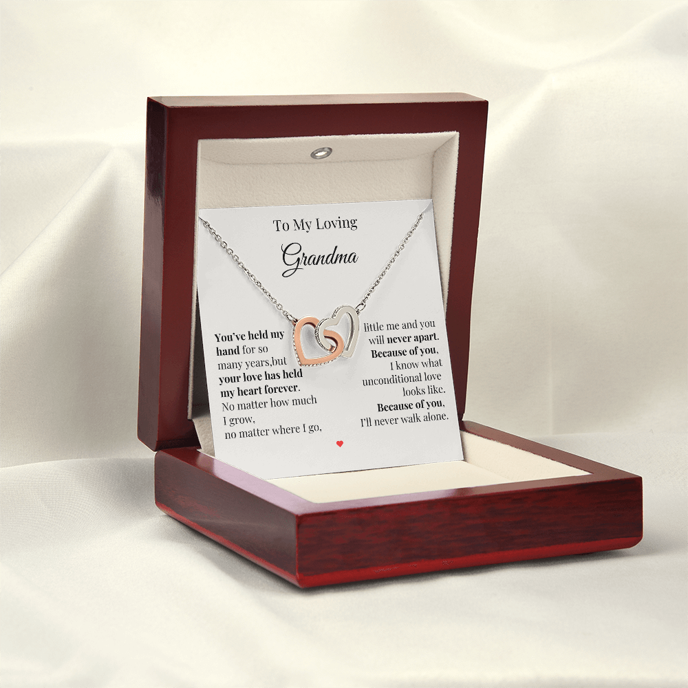 To My Loving Grandma – Two Hearts Necklace with Heartfelt Message Card