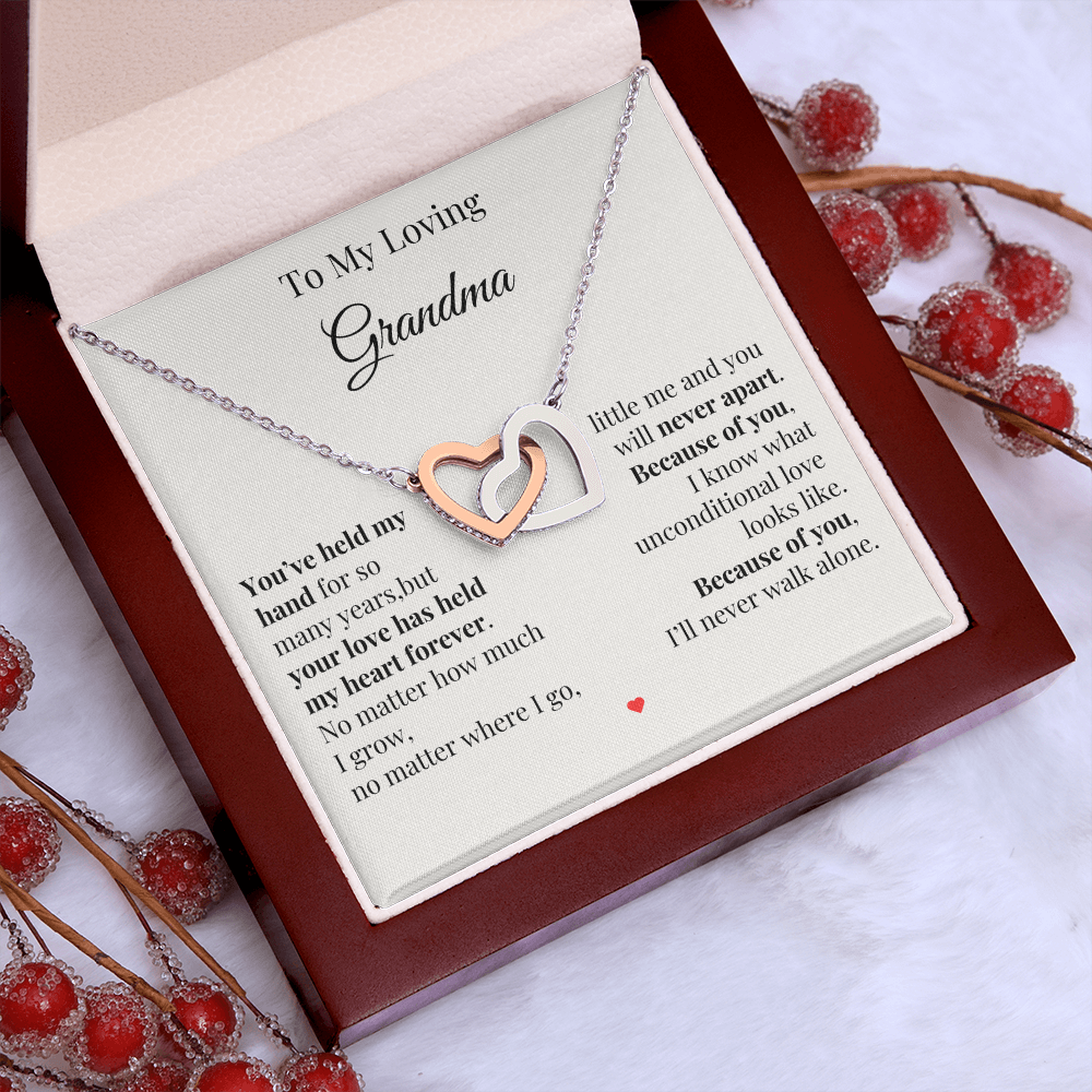 To My Loving Grandma – Two Hearts Necklace with Heartfelt Message Card