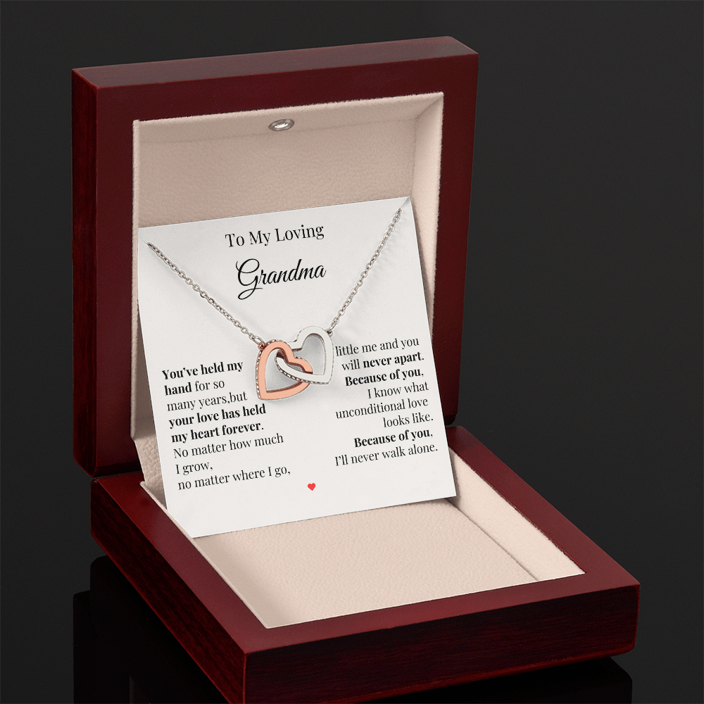 To My Loving Grandma – Two Hearts Necklace with Heartfelt Message Card