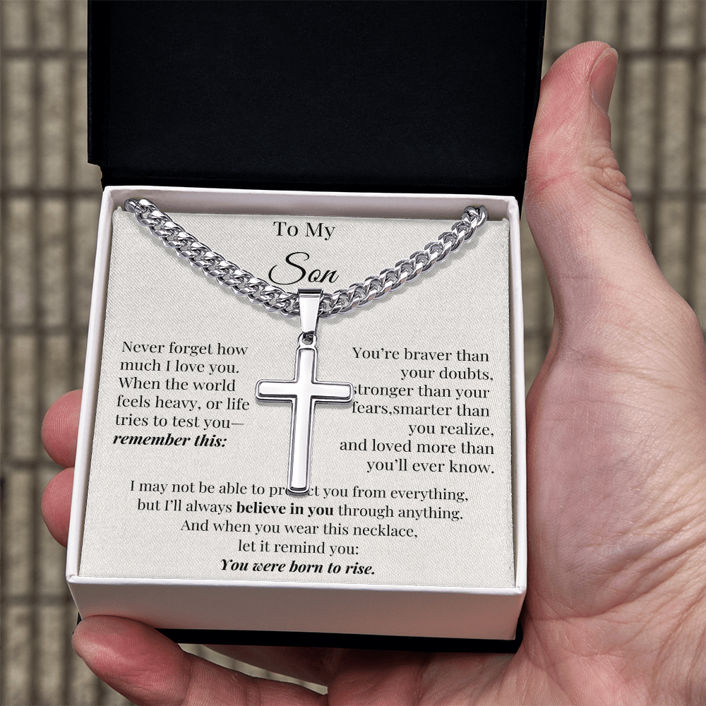 You Were Born to Rise – Cross Chain for Son with Love Note