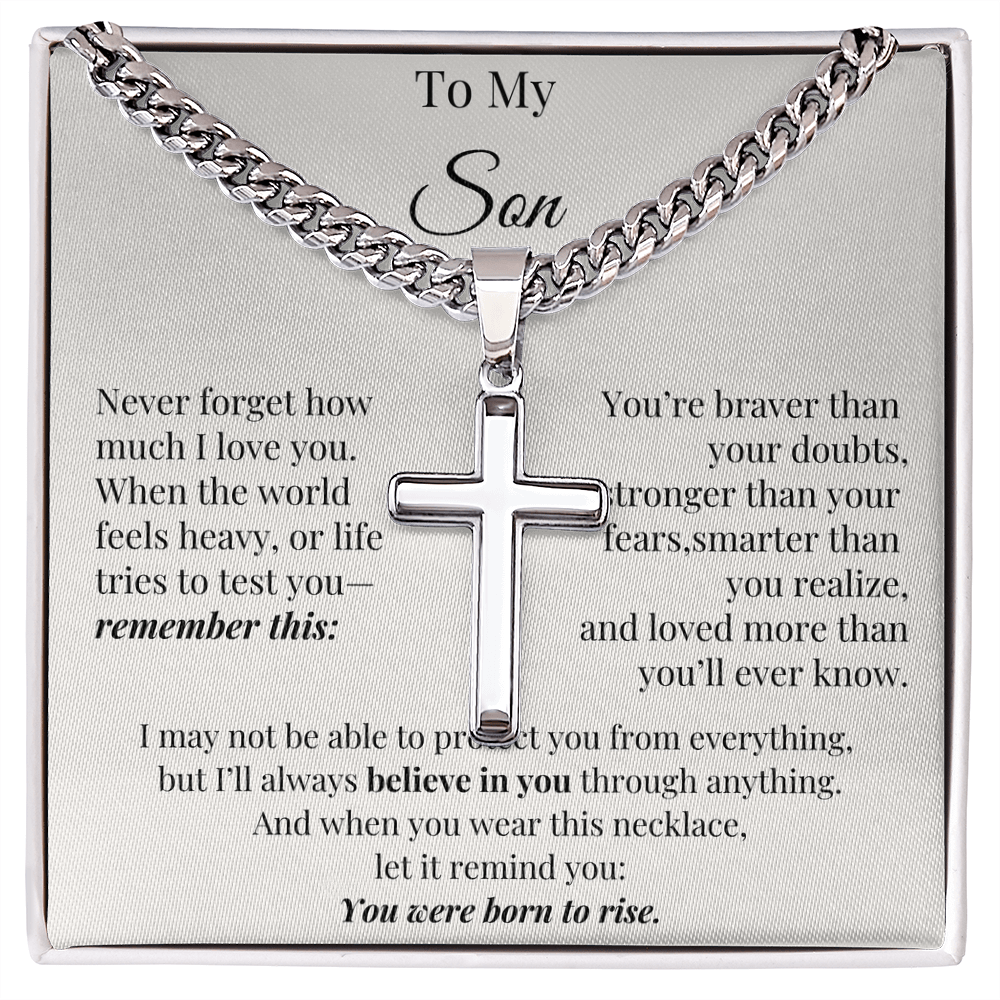 You Were Born to Rise – Cross Chain for Son with Love Note