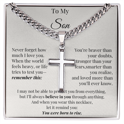 You Were Born to Rise – Cross Chain for Son with Love Note