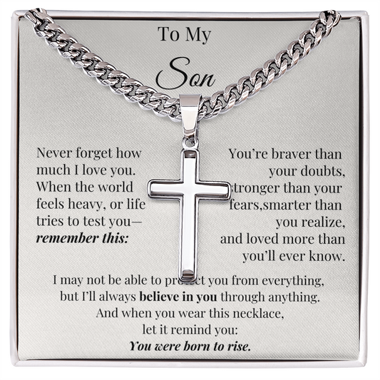 You Were Born to Rise – Cross Chain for Son with Love Note
