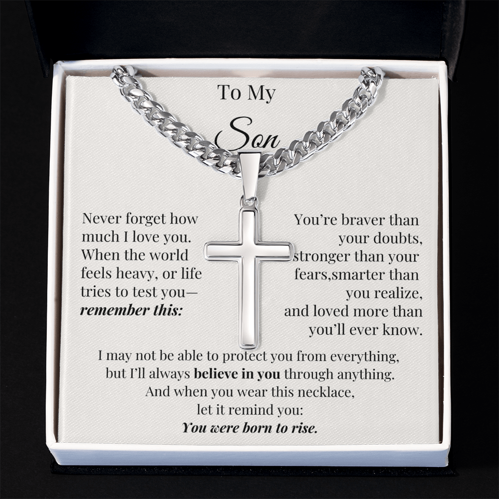You Were Born to Rise – Cross Chain for Son with Love Note