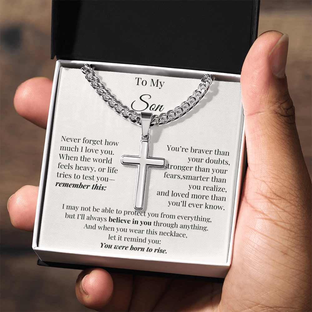 You Were Born to Rise – Cross Chain for Son with Love Note