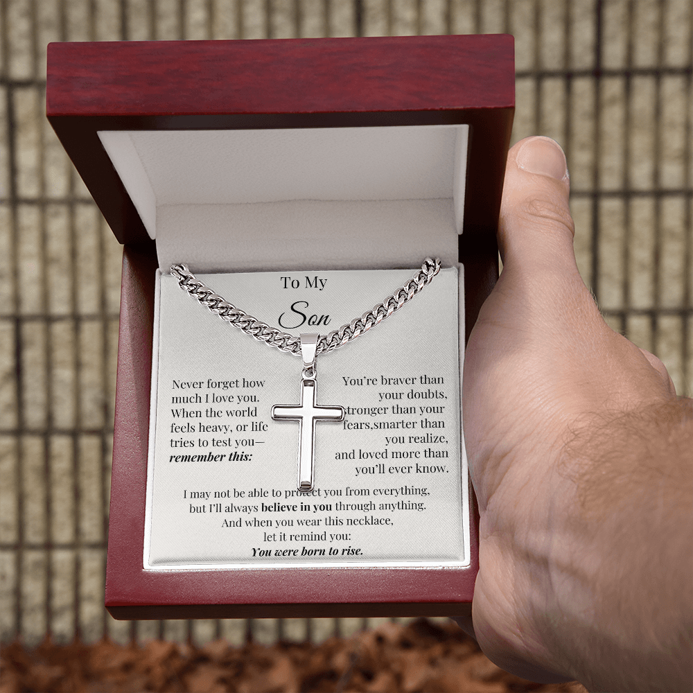 You Were Born to Rise – Cross Chain for Son with Love Note