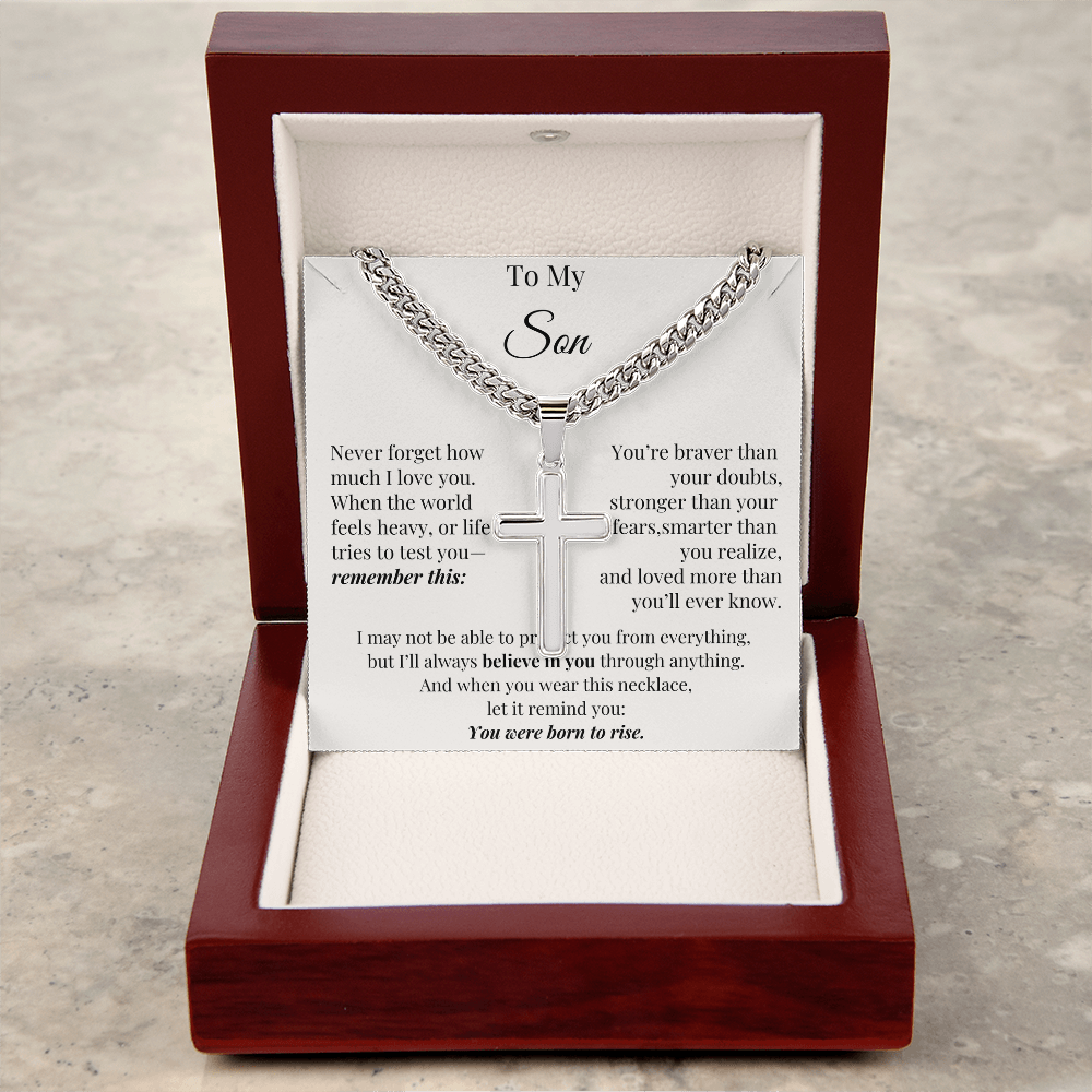You Were Born to Rise – Cross Chain for Son with Love Note