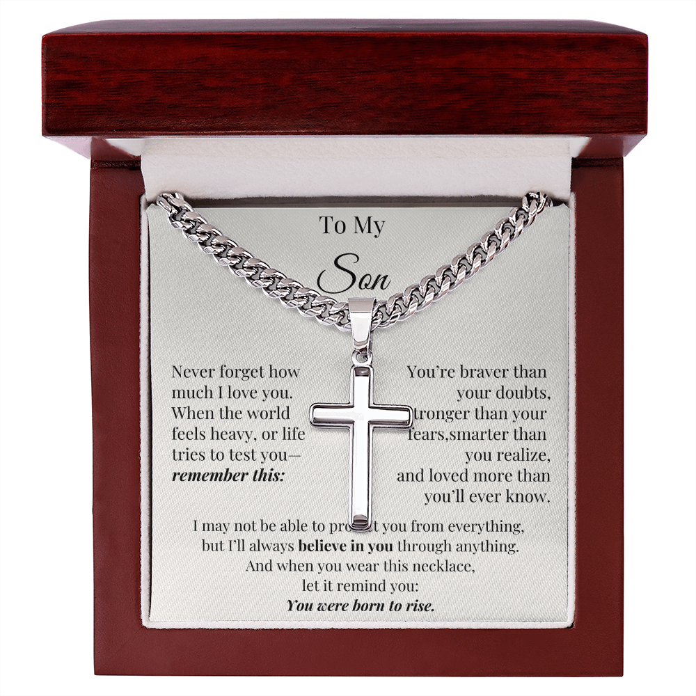 You Were Born to Rise – Cross Chain for Son with Love Note