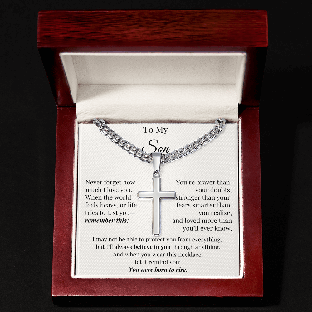 You Were Born to Rise – Cross Chain for Son with Love Note