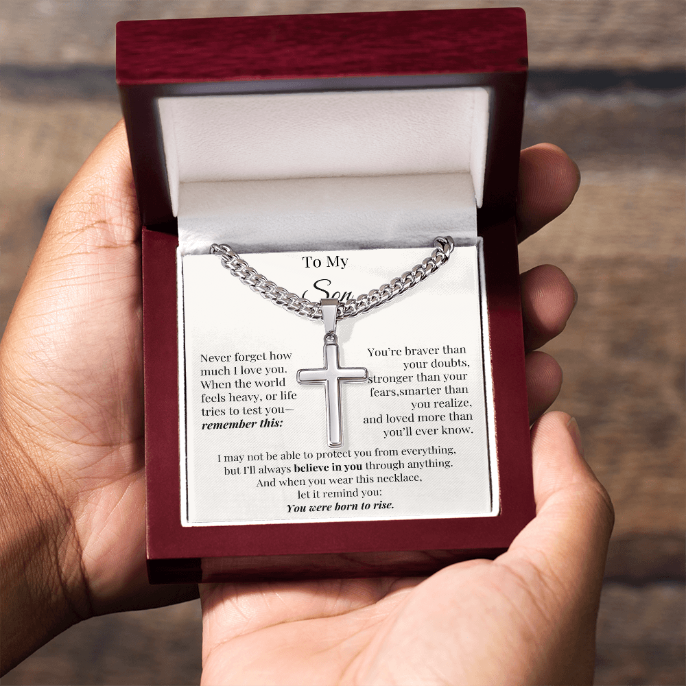 You Were Born to Rise – Cross Chain for Son with Love Note
