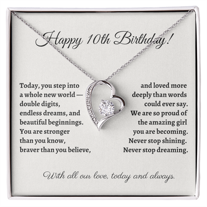 Happy 10th Birthday Necklace – Double Digits Celebration Gift for Daughter, Granddaughter, Niece – Meaningful Jewelry for Tween Girl's Milestone