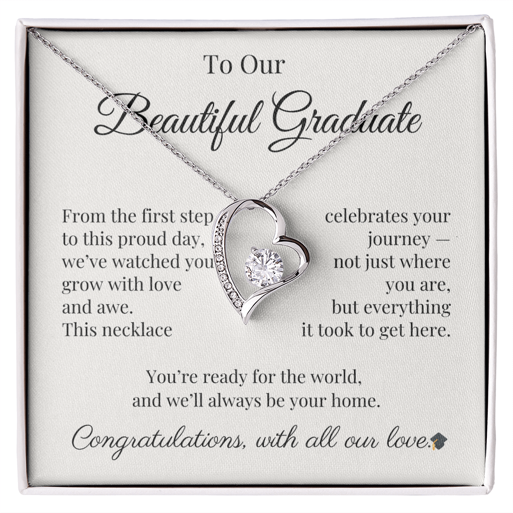Graduation Necklace Gift for Her – CZ Heart with Card | Sentimental Graduation Jewelry from Mom, Dad or Family