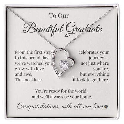 Graduation Necklace Gift for Her – CZ Heart with Card | Sentimental Graduation Jewelry from Mom, Dad or Family