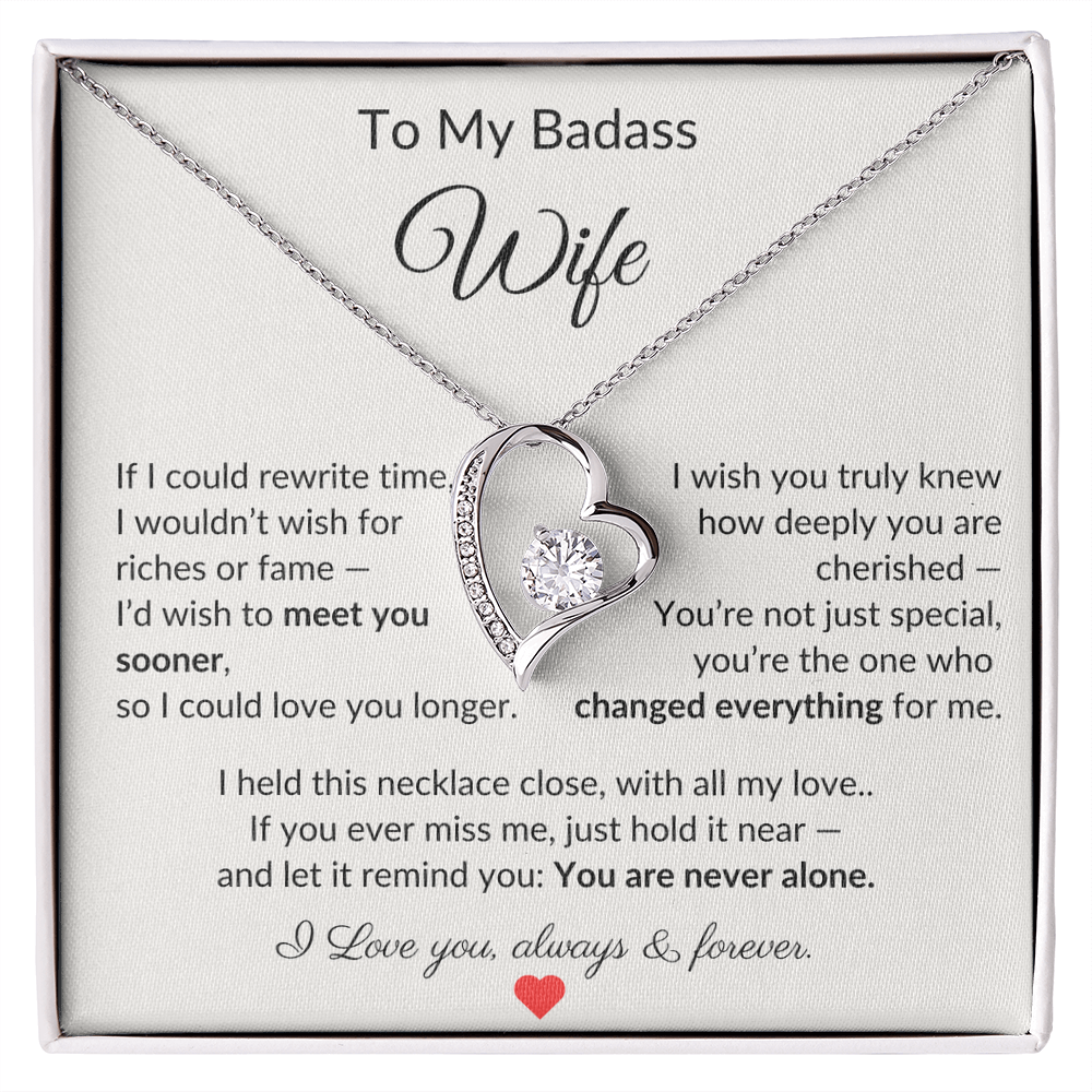 To My Badass Wife – Heartfelt Necklace Gift with Love Note