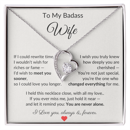 To My Badass Wife – Heartfelt Necklace Gift with Love Note