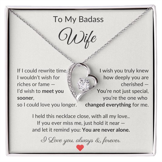To My Badass Wife – Heartfelt Necklace Gift with Love Note