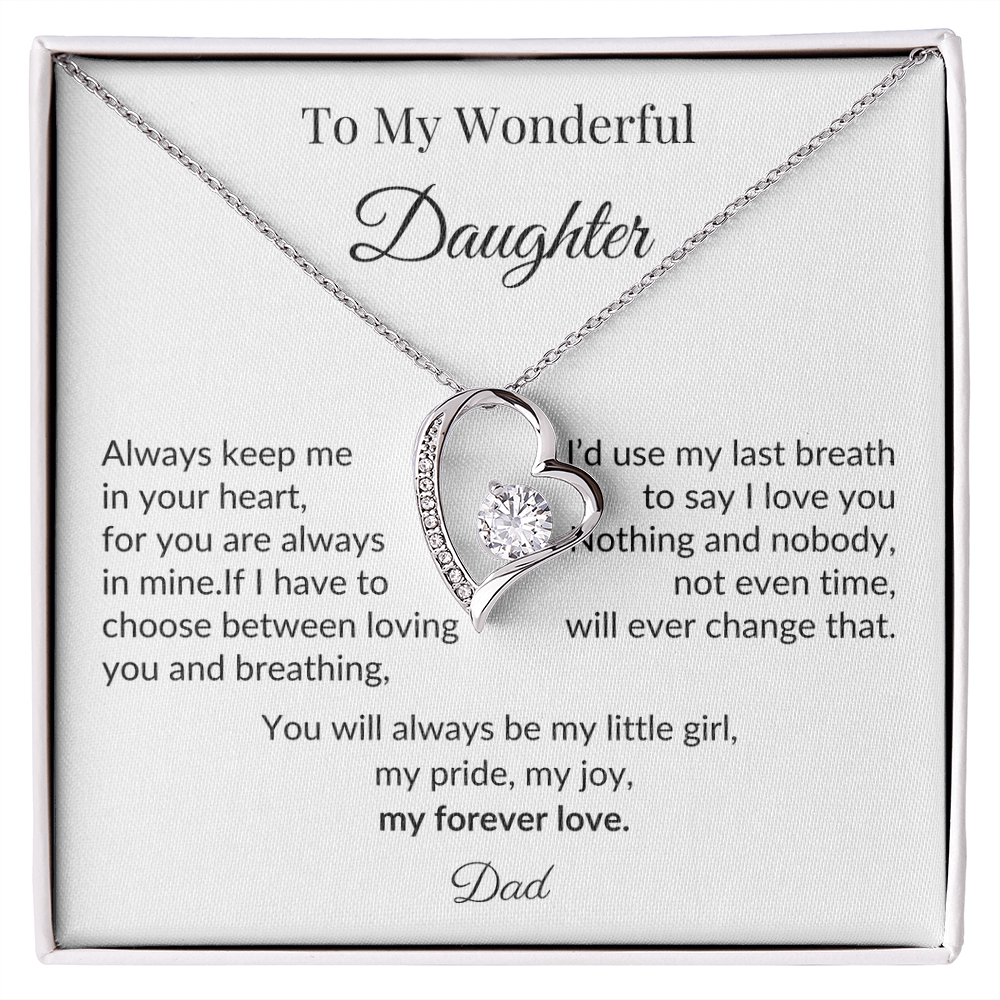 To My Wonderful Daughter - “My Forever Love” Heart Pendant Gift from Dad