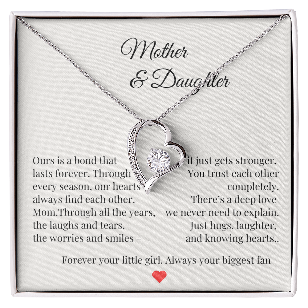 To Mom from Daughter Necklace – Heartfelt Mother & Daughter Gift – Birthday or Christmas Jewelry with Message Card – Forever Your Little Girl