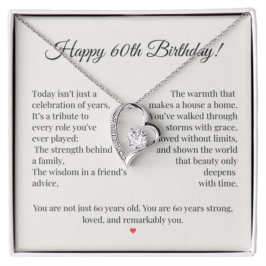 60th Birthday Necklace for Women – Elegant Gift with Heartfelt Message Card