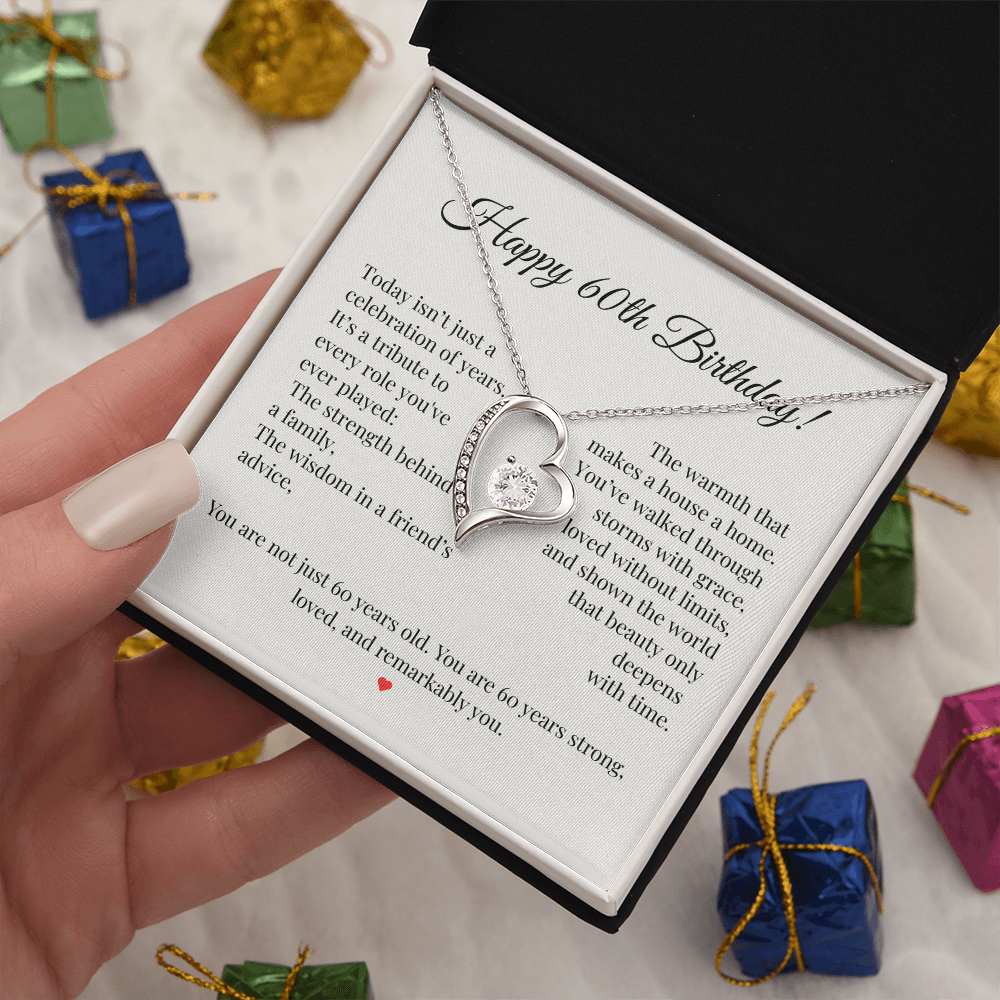 60th Birthday Necklace for Women – Elegant Gift with Heartfelt Message Card