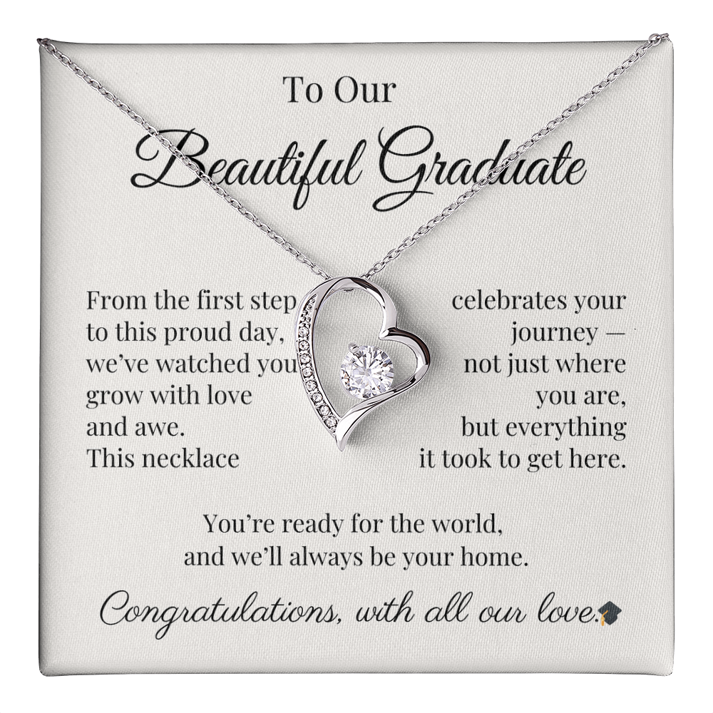 Graduation Necklace Gift for Her – CZ Heart with Card | Sentimental Graduation Jewelry from Mom, Dad or Family