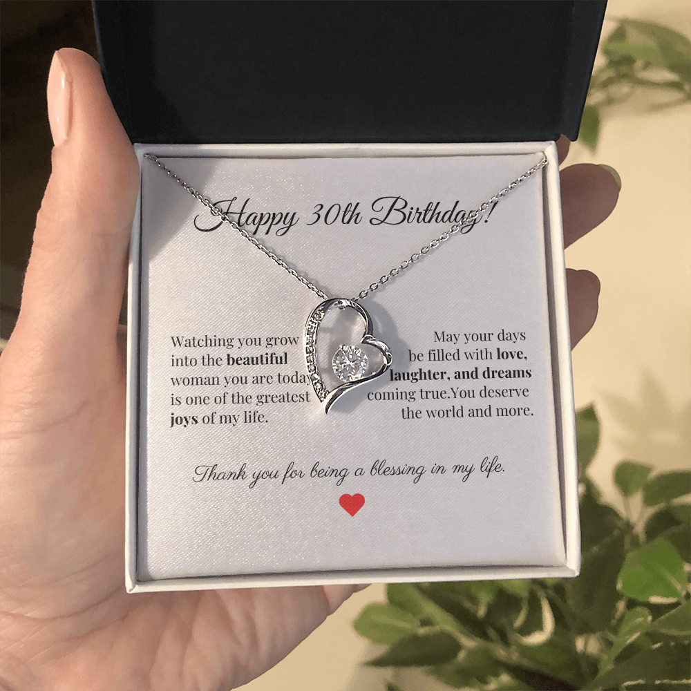 30th Birthday Heart Necklace – Celebrate Her Beauty, Dreams, and Courage – Meaningful Gift for Women Turning 30