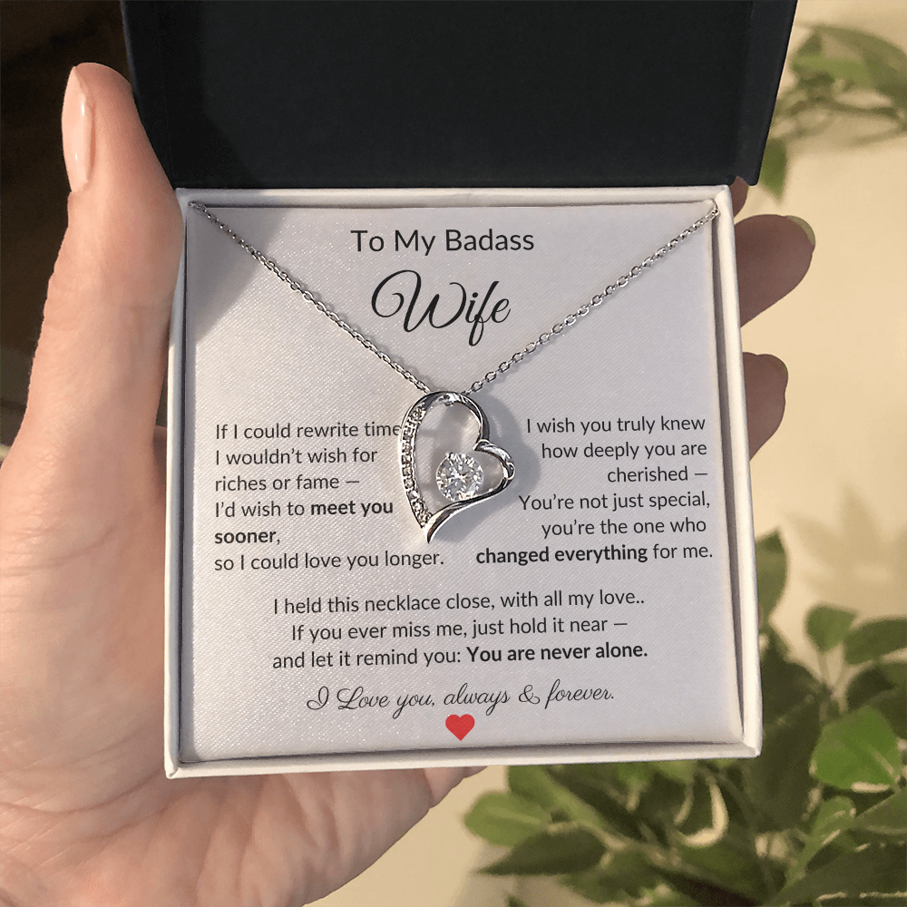 To My Badass Wife – Heartfelt Necklace Gift with Love Note