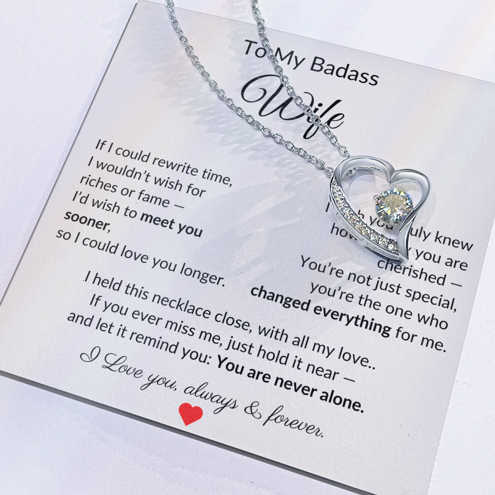 To My Badass Wife – Heartfelt Necklace Gift with Love Note