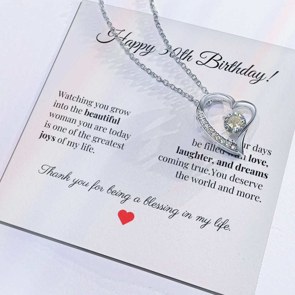30th Birthday Heart Necklace – Celebrate Her Beauty, Dreams, and Courage – Meaningful Gift for Women Turning 30
