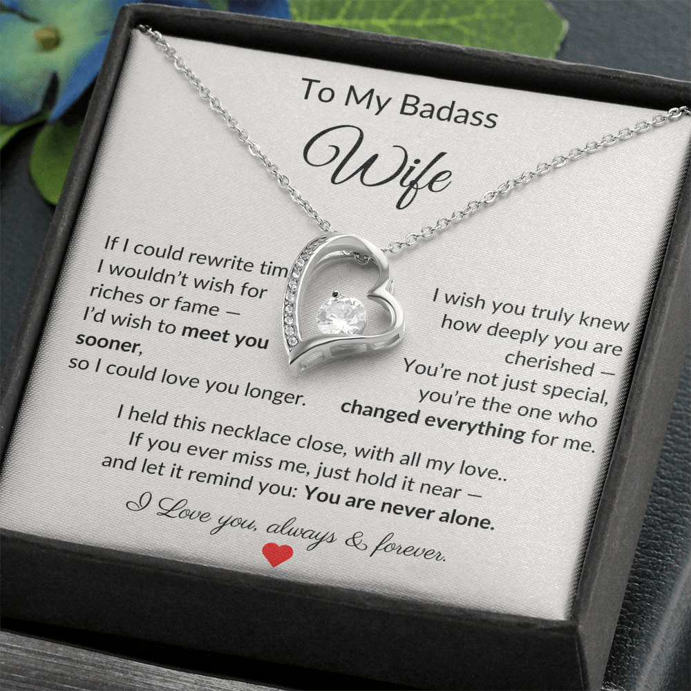 To My Badass Wife – Heartfelt Necklace Gift with Love Note