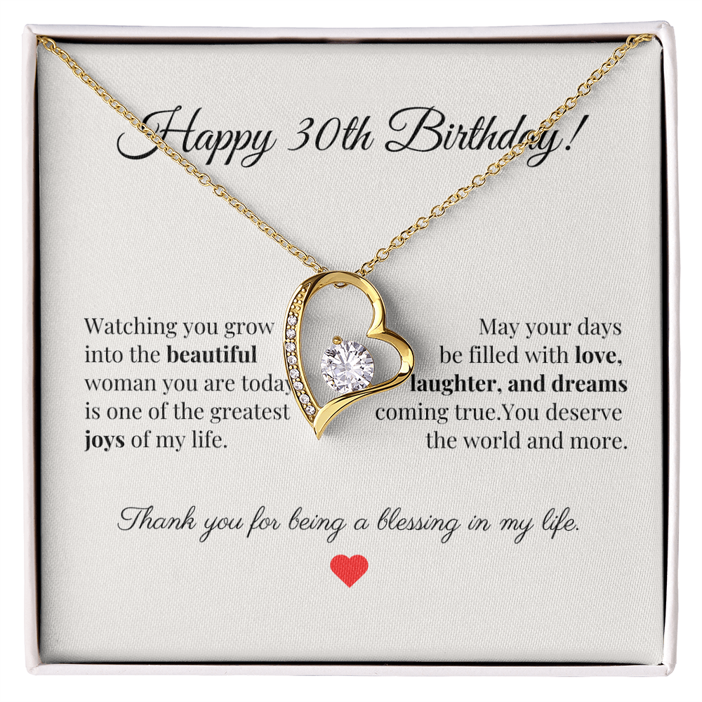 30th Birthday Heart Necklace – Celebrate Her Beauty, Dreams, and Courage – Meaningful Gift for Women Turning 30