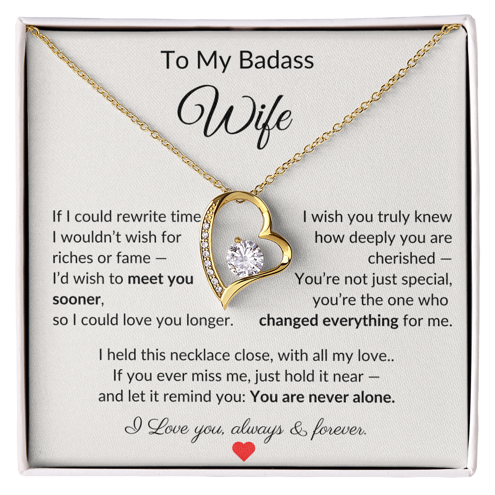 To My Badass Wife – Heartfelt Necklace Gift with Love Note