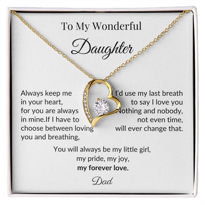 To My Wonderful Daughter - “My Forever Love” Heart Pendant Gift from Dad