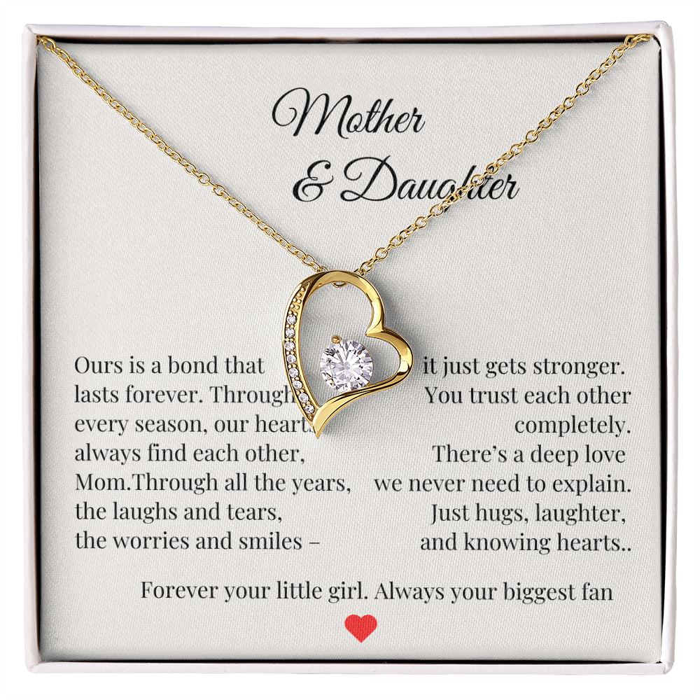 To Mom from Daughter Necklace – Heartfelt Mother & Daughter Gift – Birthday or Christmas Jewelry with Message Card – Forever Your Little Girl