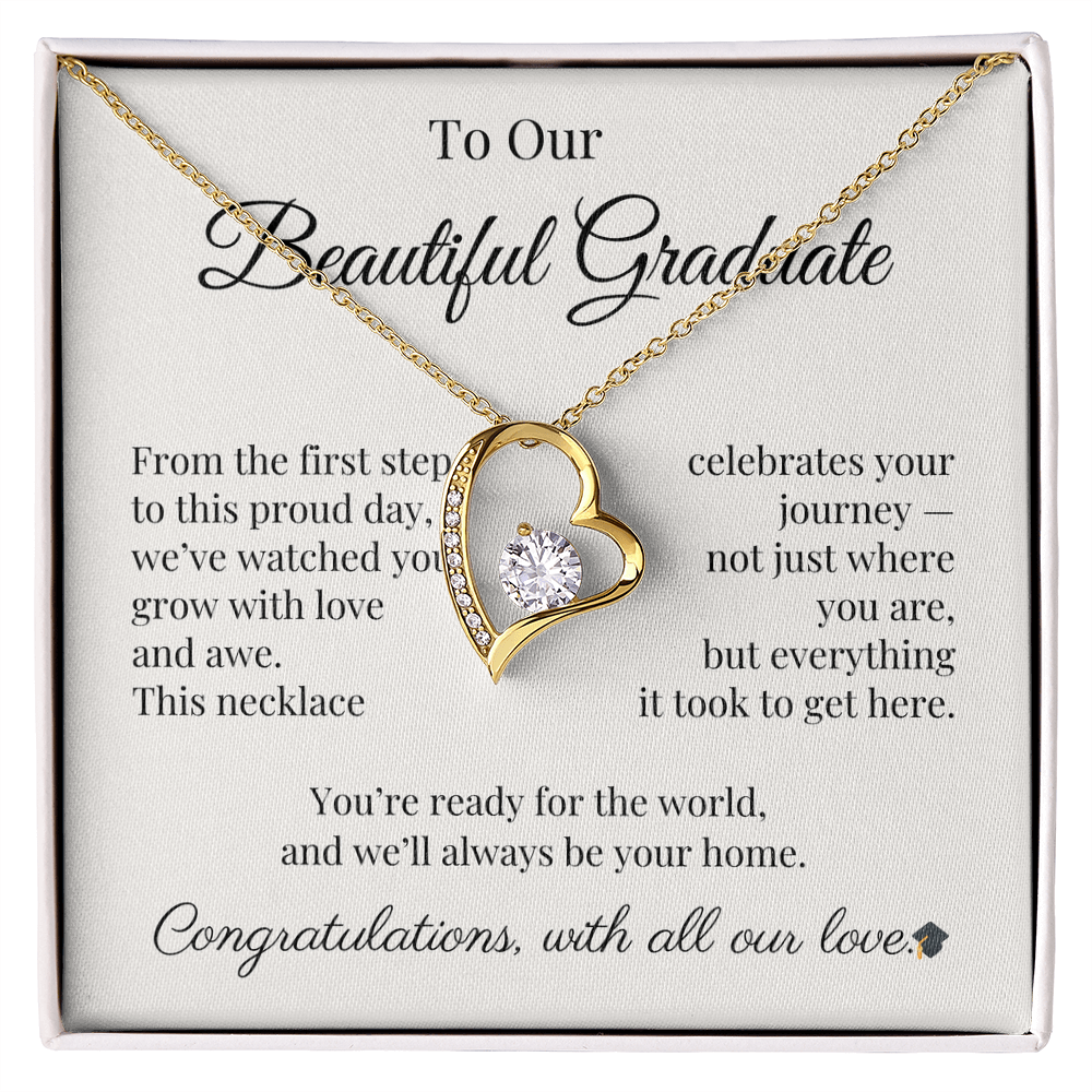 Graduation Necklace Gift for Her – CZ Heart with Card | Sentimental Graduation Jewelry from Mom, Dad or Family
