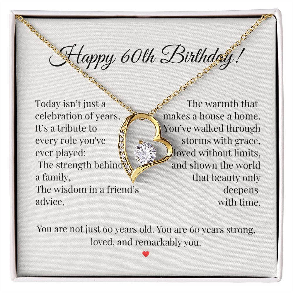 60th Birthday Necklace for Women – Elegant Gift with Heartfelt Message Card