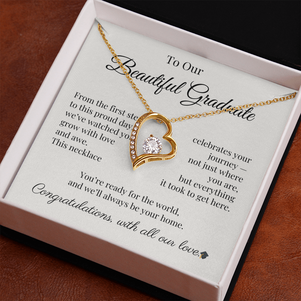 Graduation Necklace Gift for Her – CZ Heart with Card | Sentimental Graduation Jewelry from Mom, Dad or Family