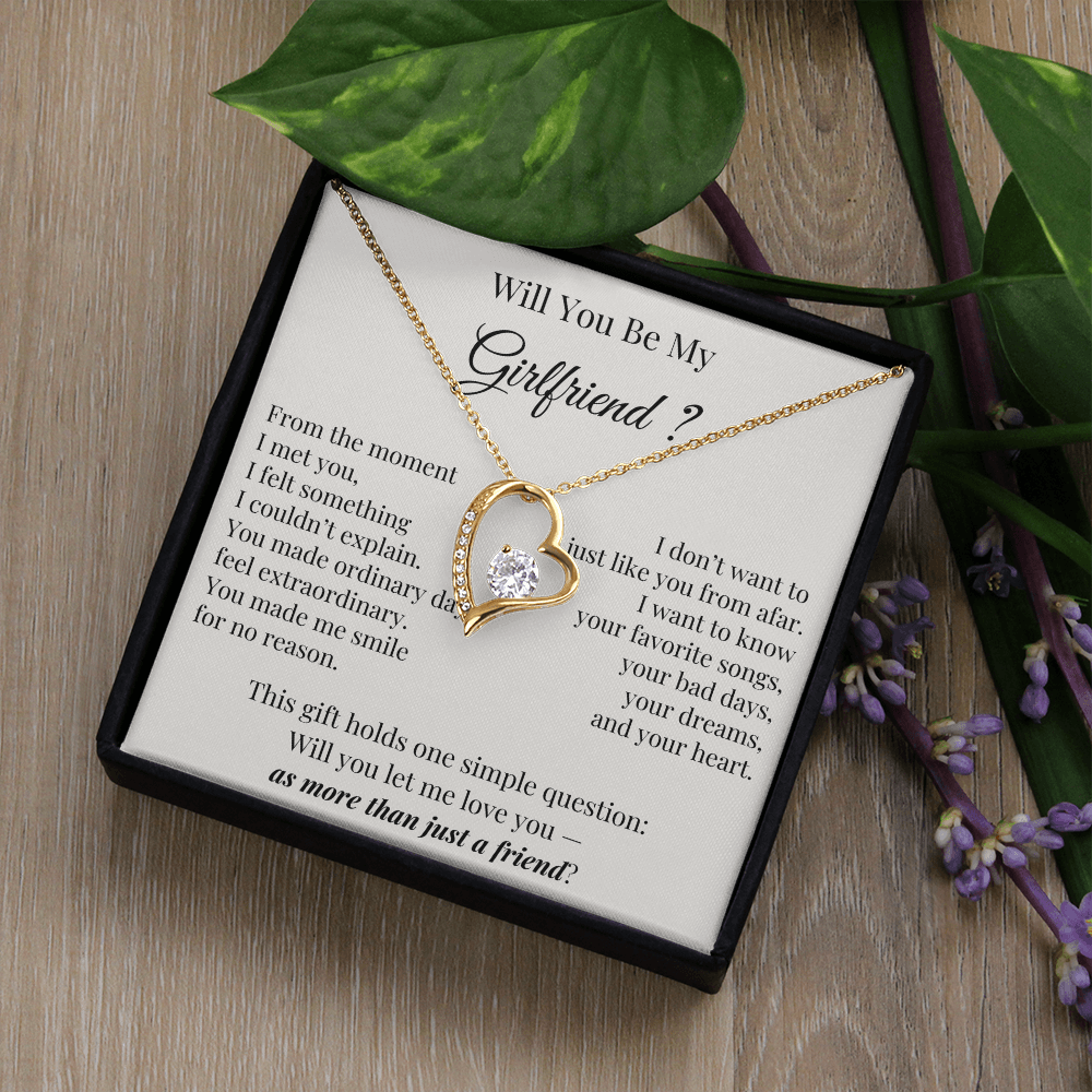 Will You Be My Girlfriend – Romantic Heart Necklace Gift for Her