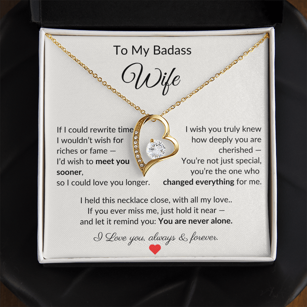 To My Badass Wife – Heartfelt Necklace Gift with Love Note
