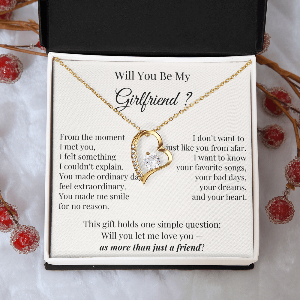 Will You Be My Girlfriend – Romantic Heart Necklace Gift for Her