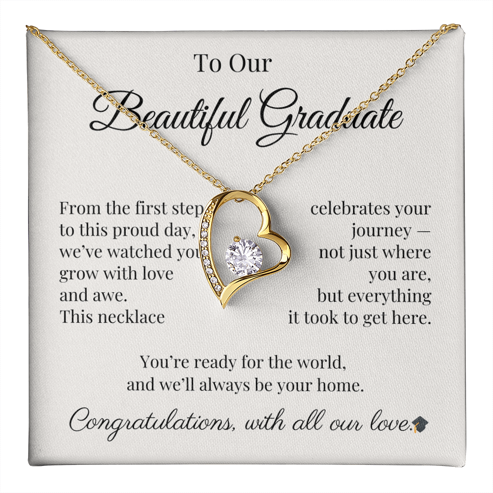 Graduation Necklace Gift for Her – CZ Heart with Card | Sentimental Graduation Jewelry from Mom, Dad or Family